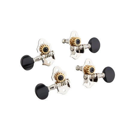 9NB Sta-Tite Ukulele Tuners, Nickel with Black Buttons