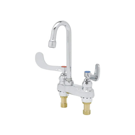 T&S Brass Lavatory Faucet, Gooseneck Spout, Wrist Handles