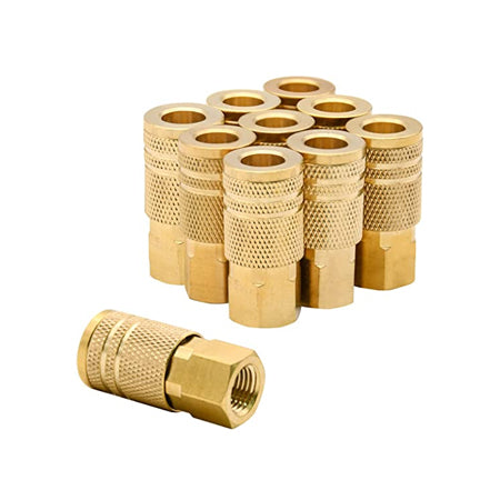 1/4-Inch Brass Female Industrial Coupler, 10 Pack 1/4 Inch Air Hose Fittings