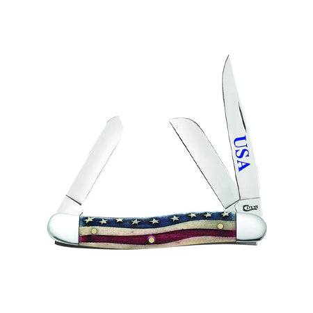 Case WR XX Pocket Knife Patriotic Smooth Natural Bone Medium Stockman 64136