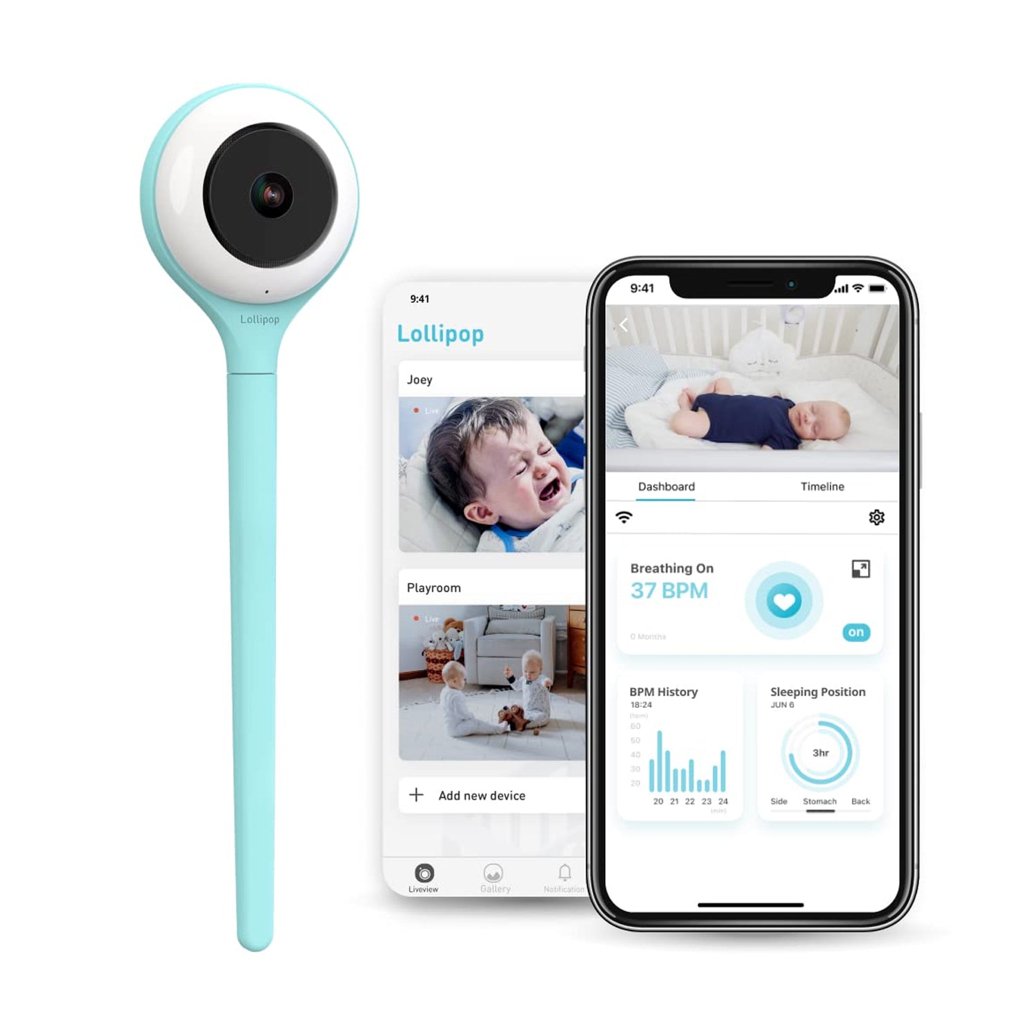 Lollipop Smart Baby Camera - Turquoise