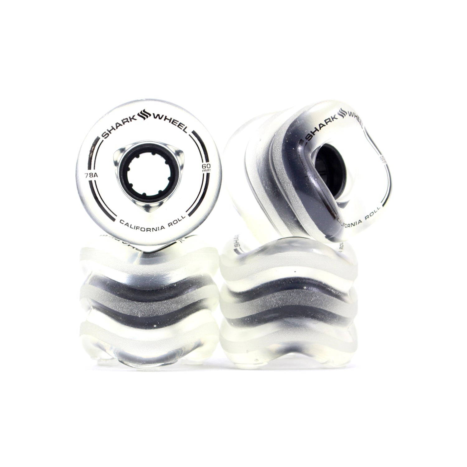 Shark Wheel 60MM, 78A Clear With Black Hub California Roll