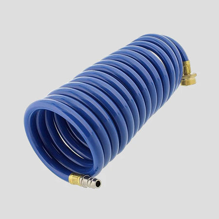 Water Hose Set - 15ft Blue Coil Hose and Heavy Duty Hose - Thumbnail 2