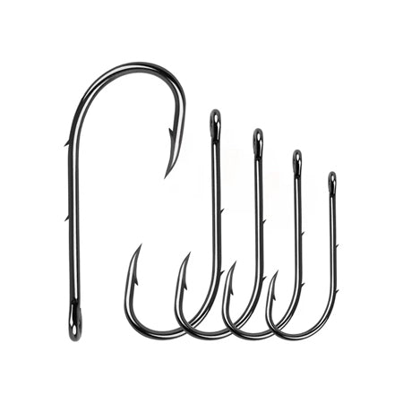 Hooks Black Carbon Steel Offset  Fishing Hooks