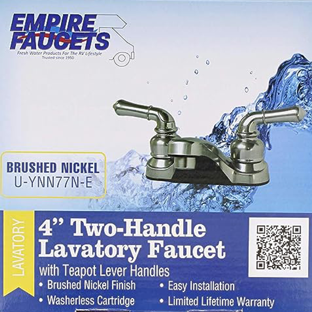 Empire Faucets RV Lavatory Faucet - 4 Inch Nickel Bathroom Faucet for RV Sink, Water Saving Aerator and Teapot Handles