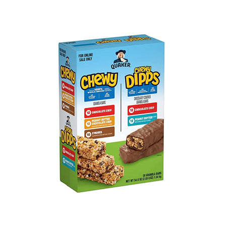 Quaker Chewy Granola Bars, Chewy & Dipps Variety Pack, (58 Bars)