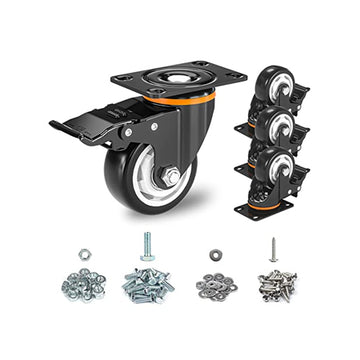 Inch Caster Wheels, Heavy Duty 3” Casters Set of 4 with Brake