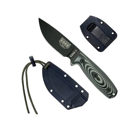 ESEE-3 1095 Carbon Steel, Black Sheath (Black Blade, Gray/Black G-10 3D Handle)