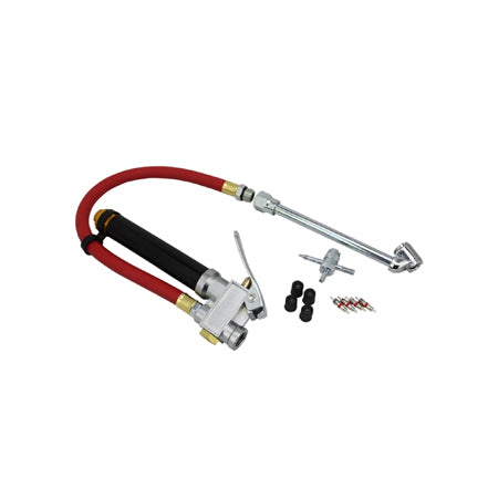 EXELAIR® Analog Bayonet Tire Inflator Gauge Kit - 13" Air Hose, Dual-Foot Chuck, and Tire Valve Accessories - 120 PSI