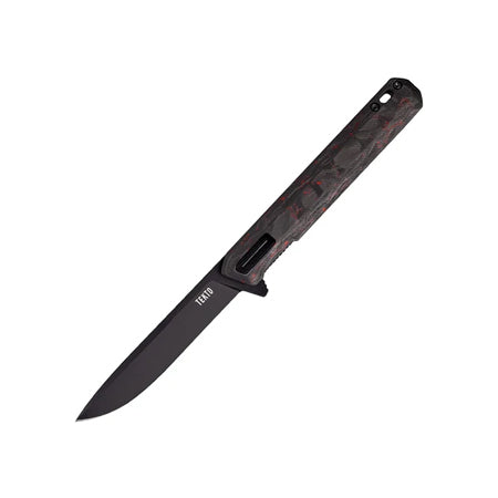 F2 Bravo Folding Knife, Titanium Coated D2 Steel, Black Drop Point Fine Edge Blade
