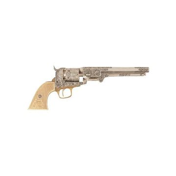 1851 Engraved Navy Revolver, Silver - Non-Firing Replica