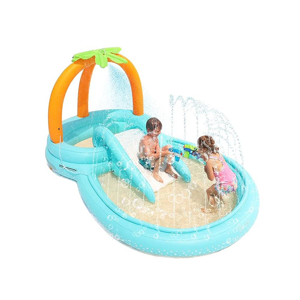 Play Center Kids Pool with Slide, Water Sprayers Thickened Wear-Resistant Full-Sized