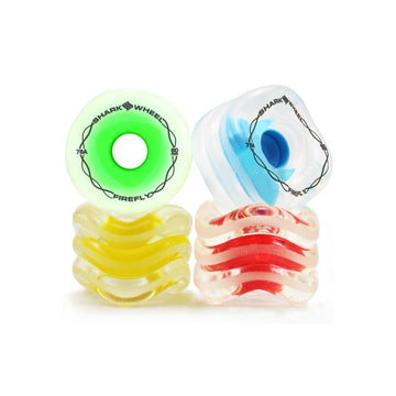 Shark Wheel 60MM, 78A Firefly - Clear With Blue, Red, Green, Yellow Lights