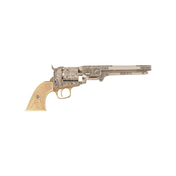 1851 Engraved Navy Revolver, Silver - Non-Firing Replica