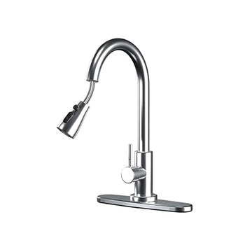 Kitchen-Faucets,Kitchen Faucet with Pull Down Sprayer-Kitchen Sink Faucet -Stainless Steel-with Deck Plate