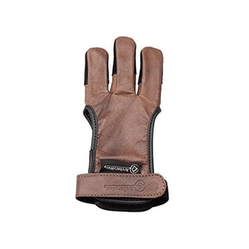 Brown Leather Three Finger Archery Gloves