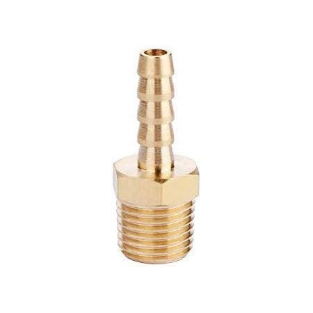 Solid Brass Hose Fitting, Adapter, 1/4" Barb x 1/8" NPT Male Pipe Fitting