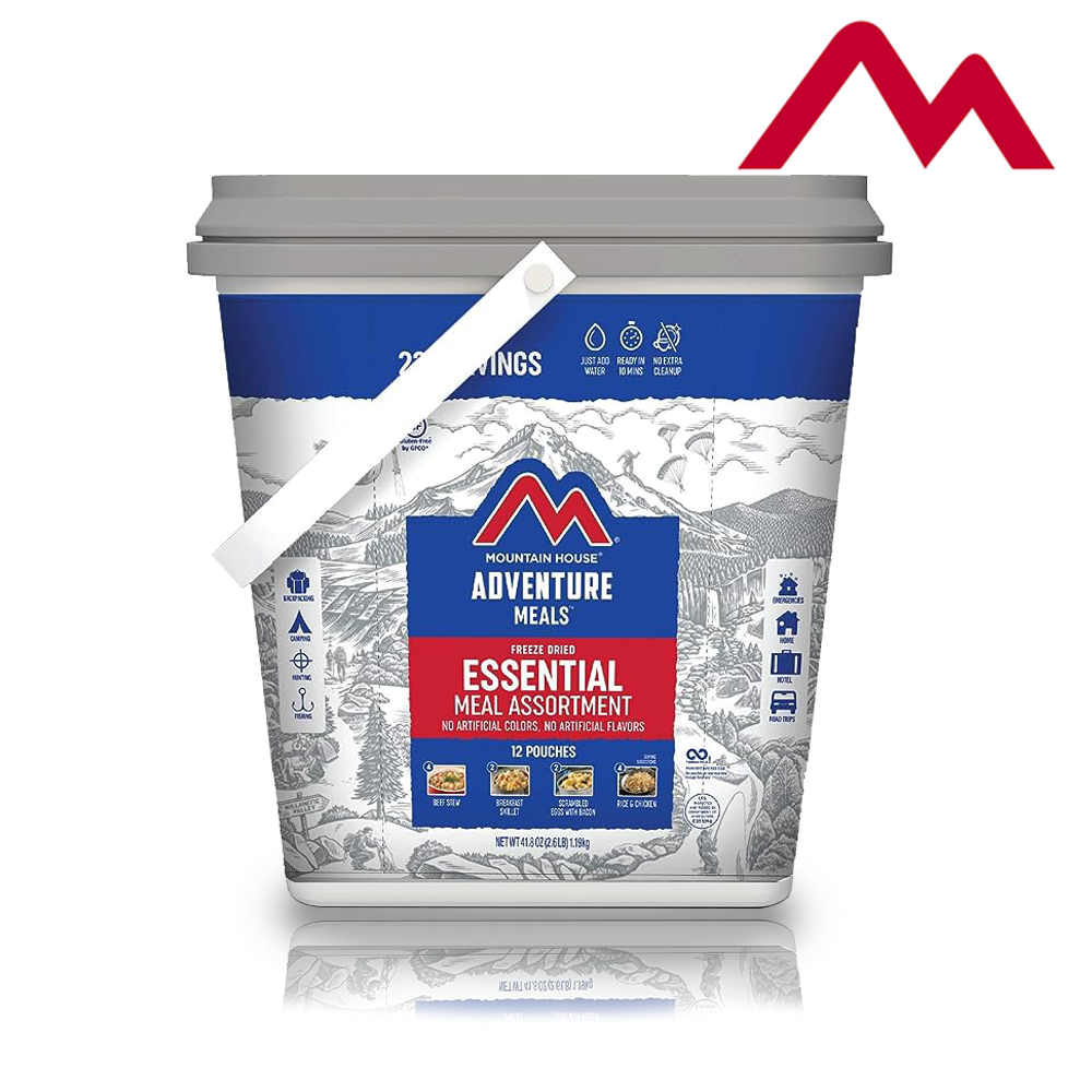Mountain House Essential Bucket | Freeze Dried Backpacking & Camping Food | 22 Servings | Gluten-Free