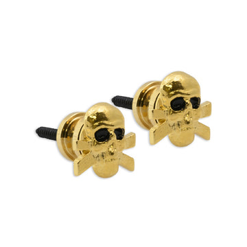 Artist strap button skull and bones gold