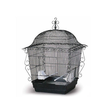 Elegant Scrollwork Bird Cage - White