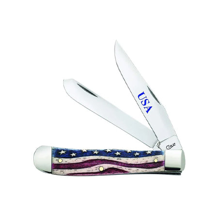 Pocket Knife Patriotic Smooth Natural Bone Trapper Item