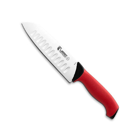 Soft Grip Series 7" Santoku Chef Knife With Hollow Edge - German Steel - Non-Slip Grip - Made In Portugal