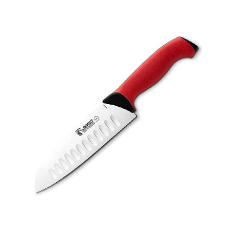 Soft Grip Series 7" Santoku Chef Knife With Hollow Edge - German Steel - Non-Slip Grip - Made In Portugal