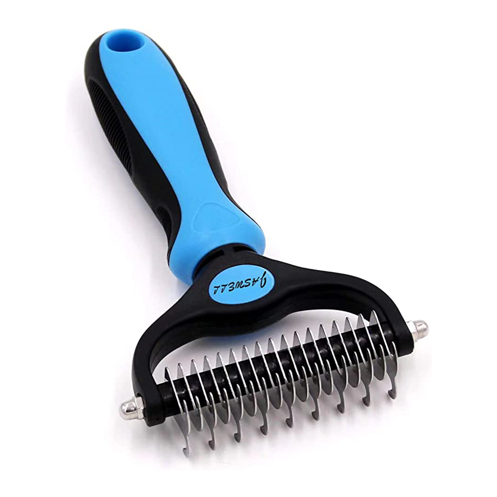 Grooming Tool- 2 Sided Undercoat Rake for Dogs &Cats-Safe