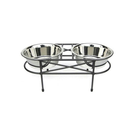 Mesh Elevated Double Dog Bowl - Small/White