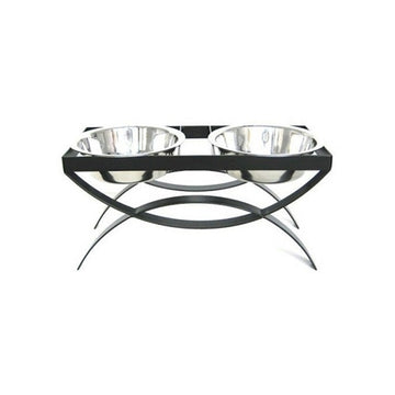 SeeSaw Double Elevated Dog Bowl - Small/Black