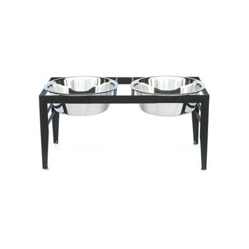 Chariot Double Elevated Dog Bowl - Large/Black