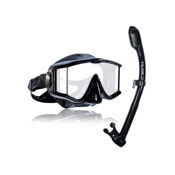 Tilos Panoramic Single Lens Wide View Mask Dry Snorkel Set