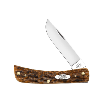 Peach Seed Jigged Amber Bone Sodbuster Jr CV Steel Pocket Knife