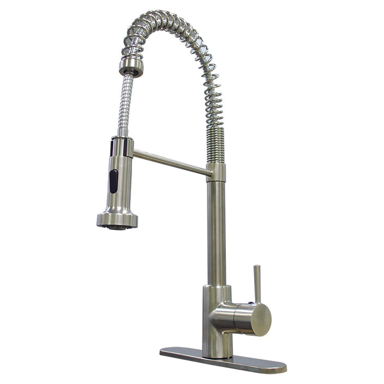 Skip to the beginning of the images gallery RV Metal Spring Pulldown faucet with sprayer, Brushed Nickel Finish - 3 or 1 hole sink