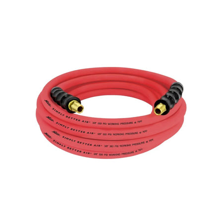 3/8" Ultra Lightweight Rubber Hose, 100' Air Hose w/ 3/8" NPT Male Inlet Thread Ends