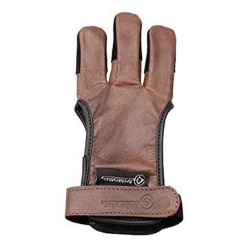 Brown Leather Three Finger Archery Gloves