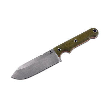 White River Firecraft FC5 Fixed - Stonewashed, Green Micarta - Kydex Sheath
