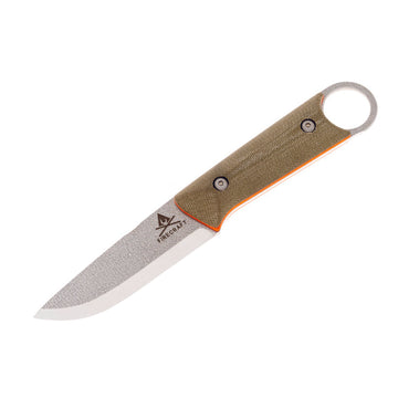 White River Firecraft PKO Fixed - Stonewashed, Green Canvas Micarta - Kydex Sheath