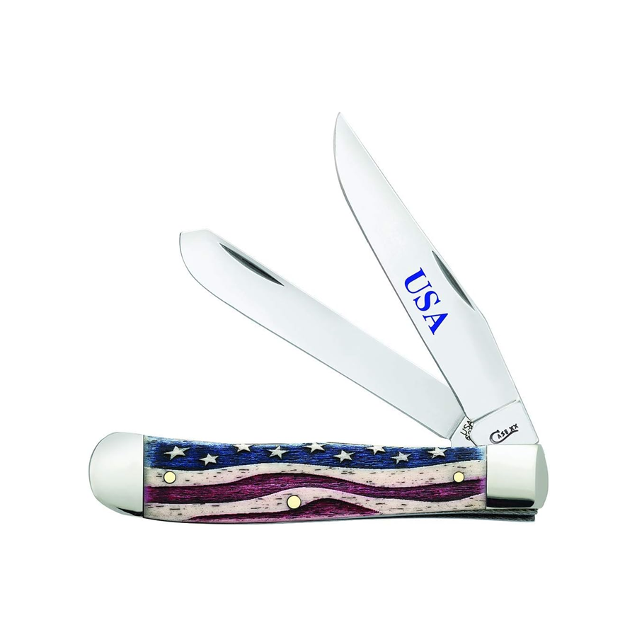 Pocket Knife Patriotic Smooth Natural Bone Trapper Item