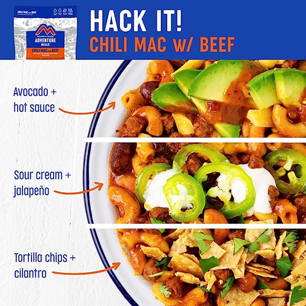 Mountain House Chili Mac with Beef | Freeze Dried Backpacking & Camping Food | 2-Servings