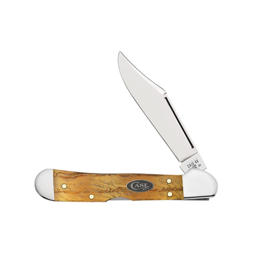 xx Knives Yellow Curly Oak Wood Mini Copperlock Stainless 47127 Pocket Knife