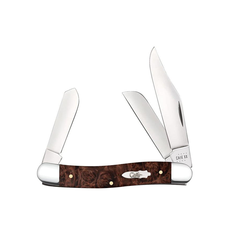 XX WR POCKET KNIFE STOCKMAN - BROWN MAPLE BURL WOOD