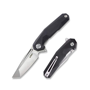 Carve KB237A Folding Pocket Knife, Tactical Knife with 3.27 Inch Tanto Blade, Ergonomic G10 Knife with Deep Carry Clip