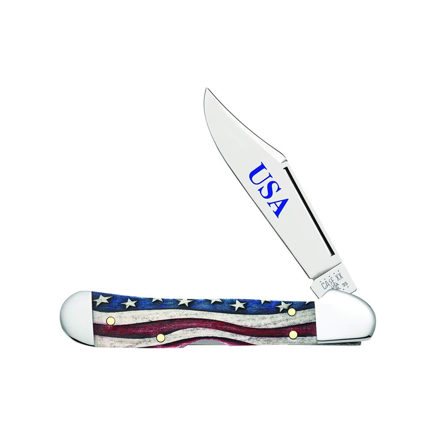 Pocket Knife Patriotic Smooth Natural Bone Mini Copperlock, 61749LSS