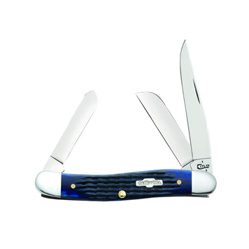 Pocket Knife Medium Blue Bone Stockman with Spey Blade, Length Closed: 3 5/8 inches