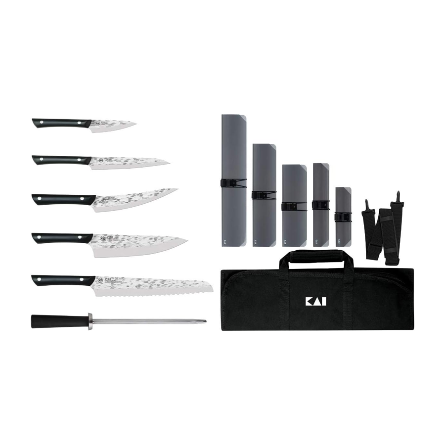 Kai PRO 7 Piece Culinary Kitchen Knife Set with Knife Roll