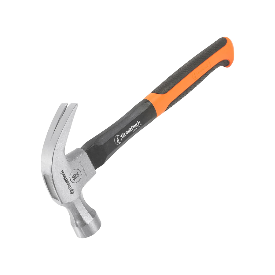 Fiberglass Curved Claw Hammer | Household & Industrial Construction Hammer | Drive & Pry Nails