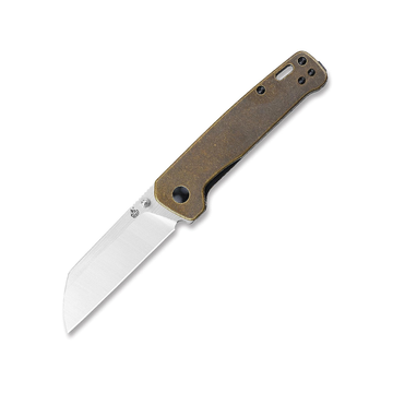 QSP Penguin Pocket Knife,D2 blade,Various Handle Option (2 tone satin finish blade, brass handle)
