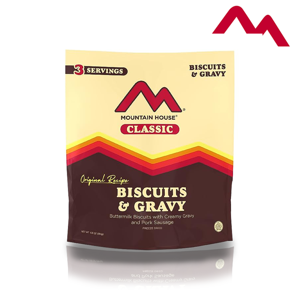 Mountain House Classic Biscuits & Gravy | Freeze Dried Backpacking & Camping Food | 3 Servings