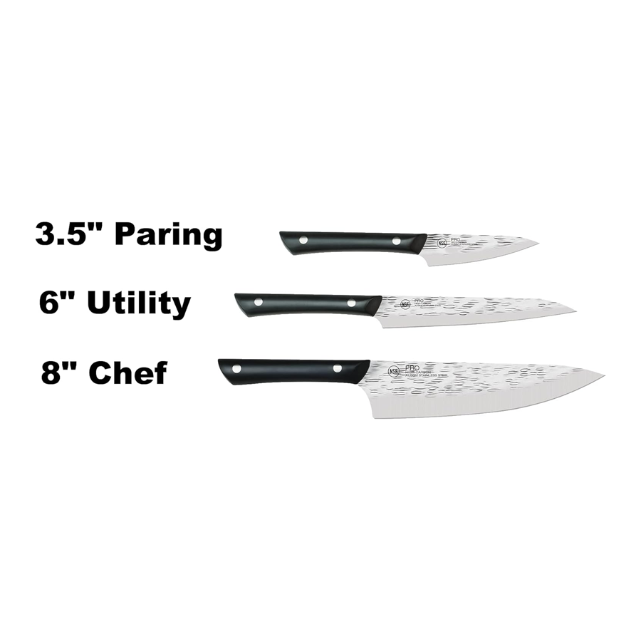 Kai PRO 3 Piece Starter Kitchen Knife Set, Includes 8" Chef's Knife 3.5"